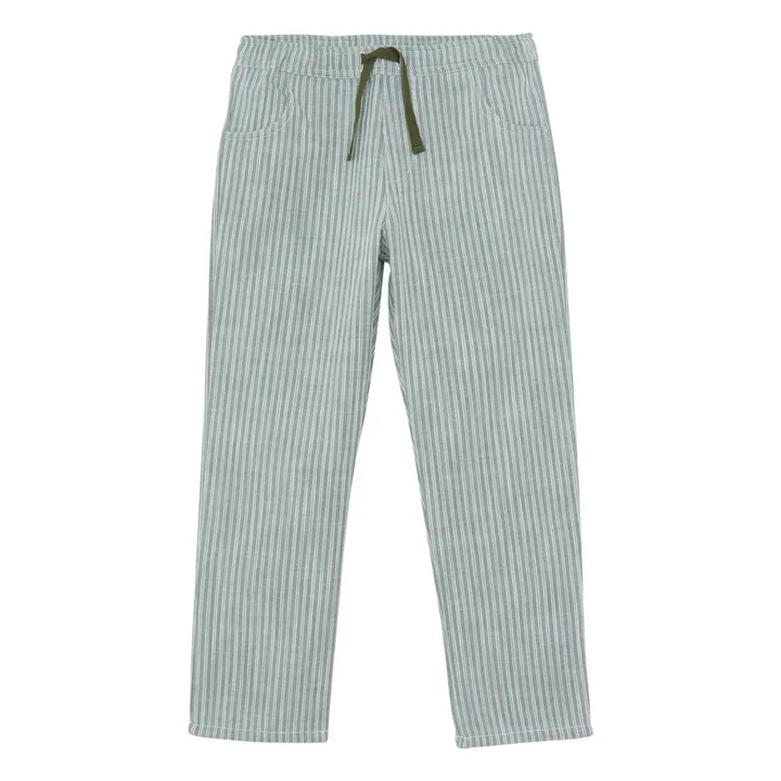 Pantalon Rayé | Vert céladon- Image produit n°0