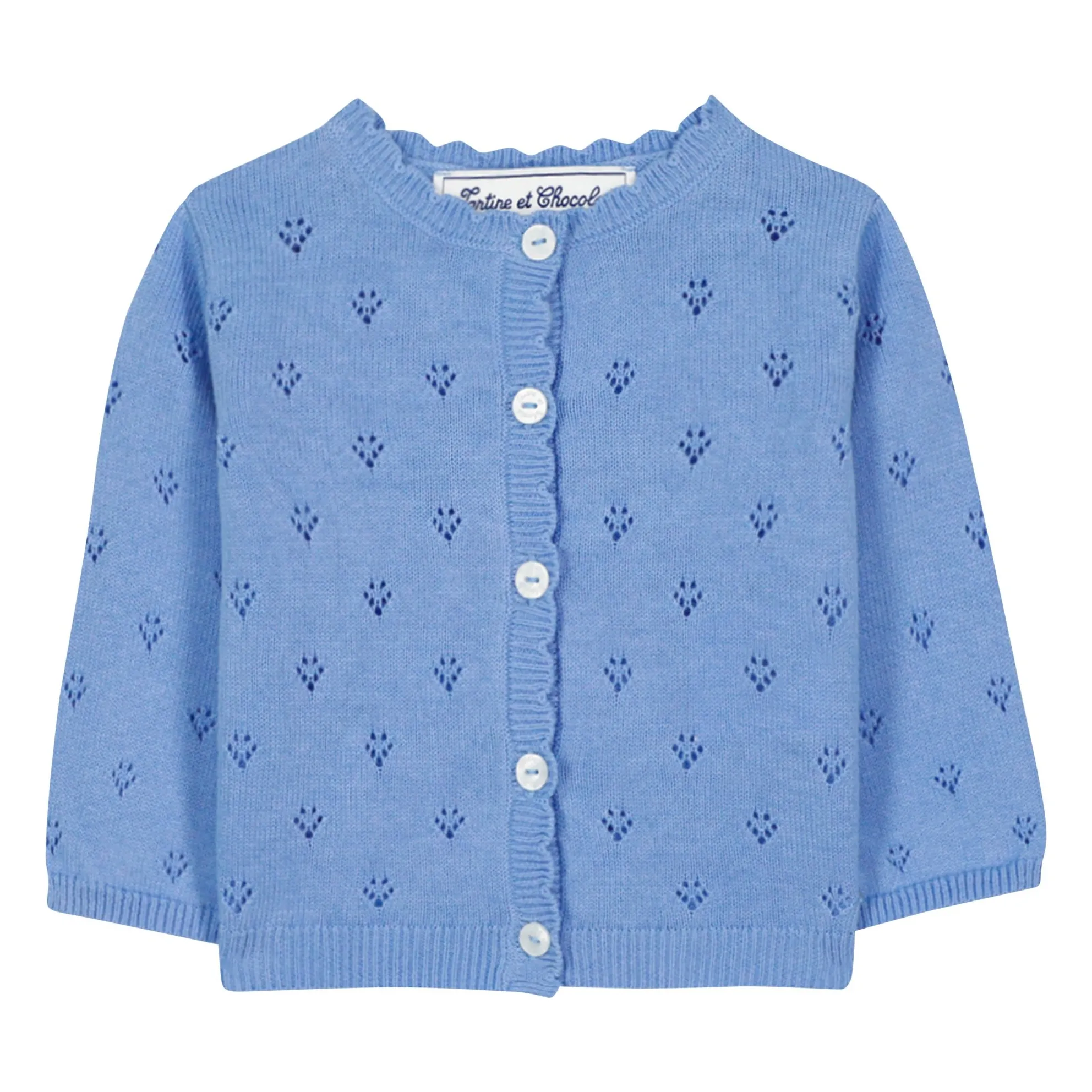 Cardigan Pointelle | Bleu azur- Image produit n°0