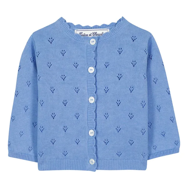Cardigan Pointelle | Bleu azur