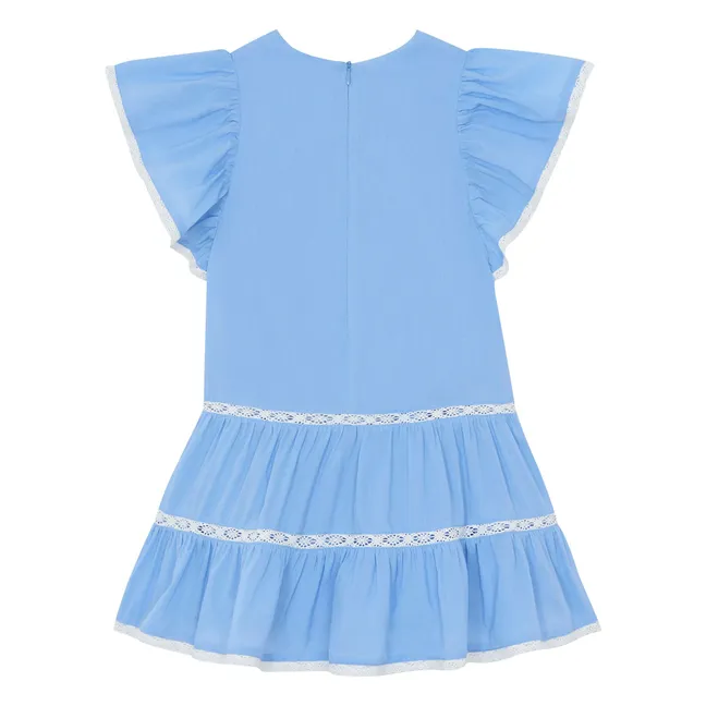 Robe Dentelle Volants | Bleu azur