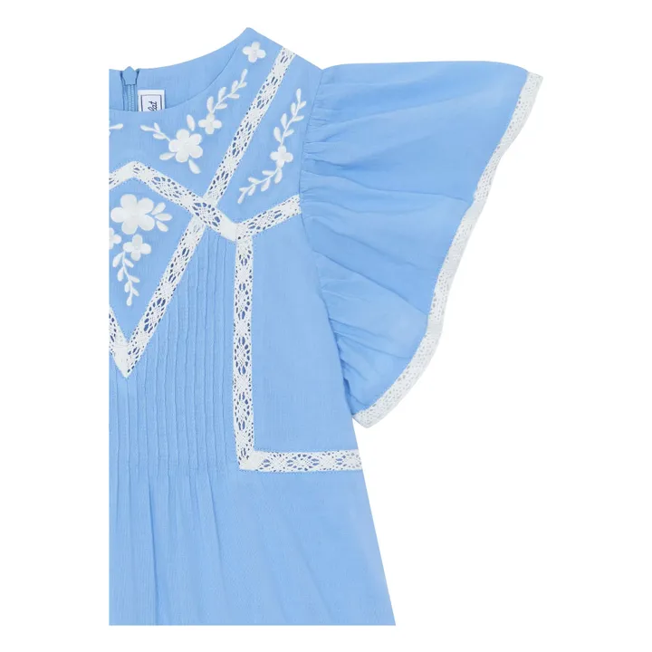 Robe Dentelle Volants | Bleu azur- Image produit n°3