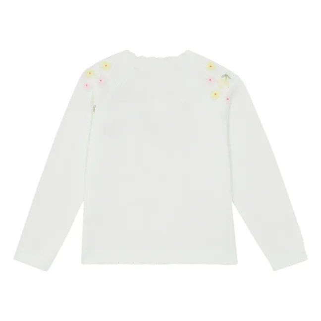 Flower Embroidered Sweater | Ecru