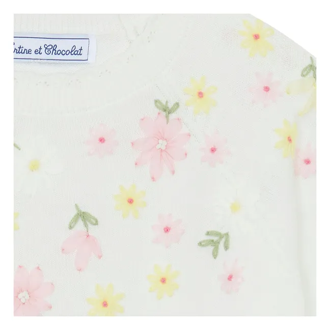 Jersey bordado de flores | Crudo