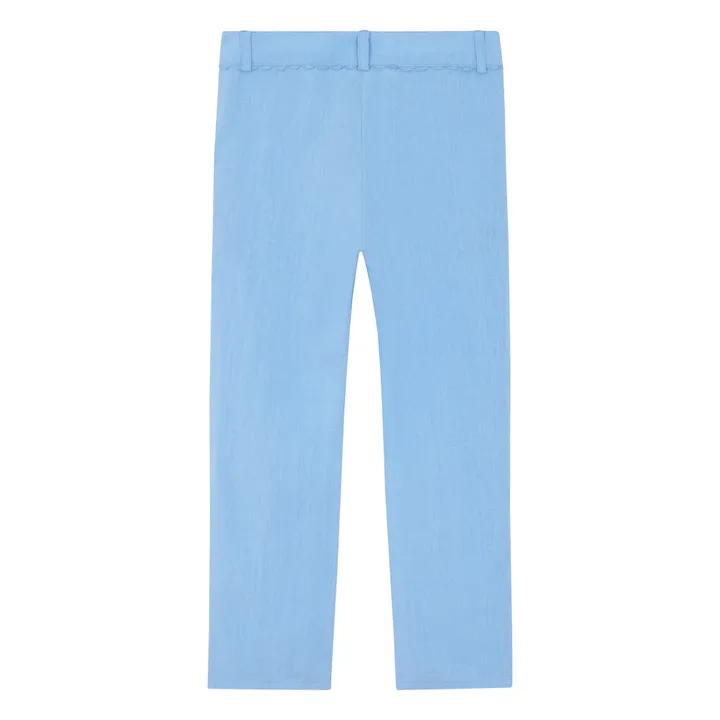 Pantalones con bolsillos de festón de lino | Azul Cielo- Imagen del producto n°4