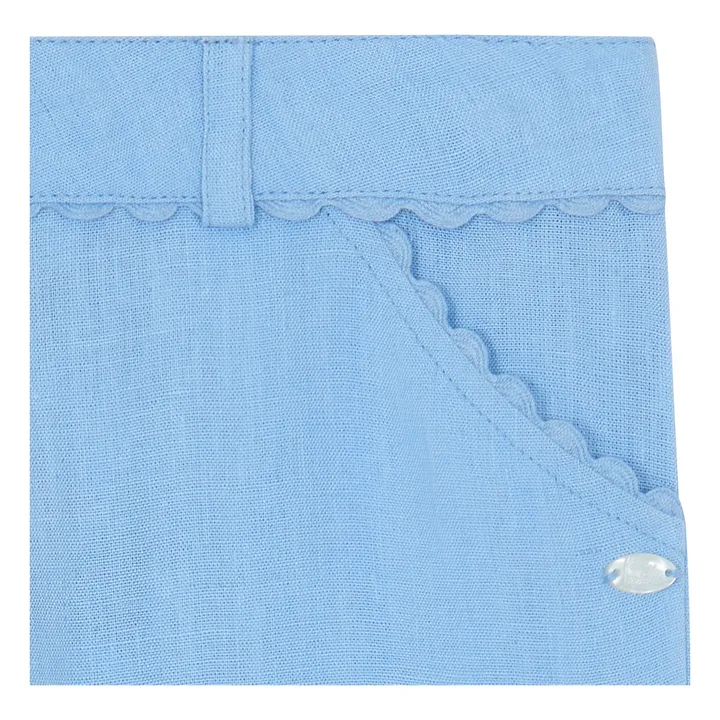 Pantalones con bolsillos de festón de lino | Azul Cielo- Imagen del producto n°3