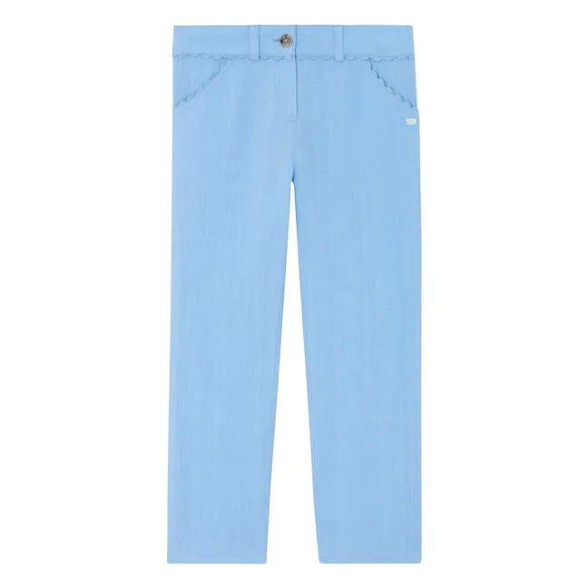 Pantalon Poches Feston Lin | Bleu ciel