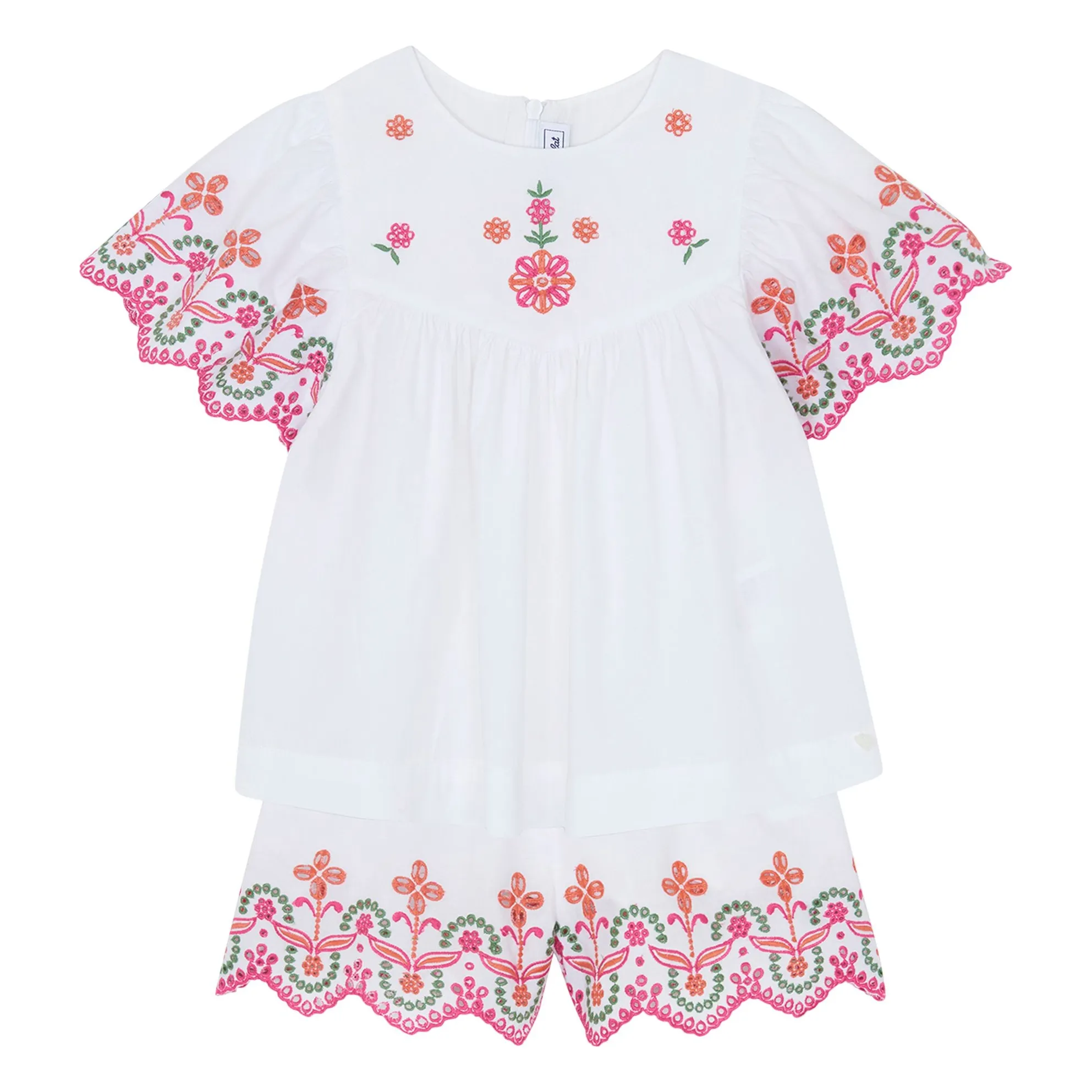 Ensemble Blouse et Short Brodé | Blanc- Image produit n°0