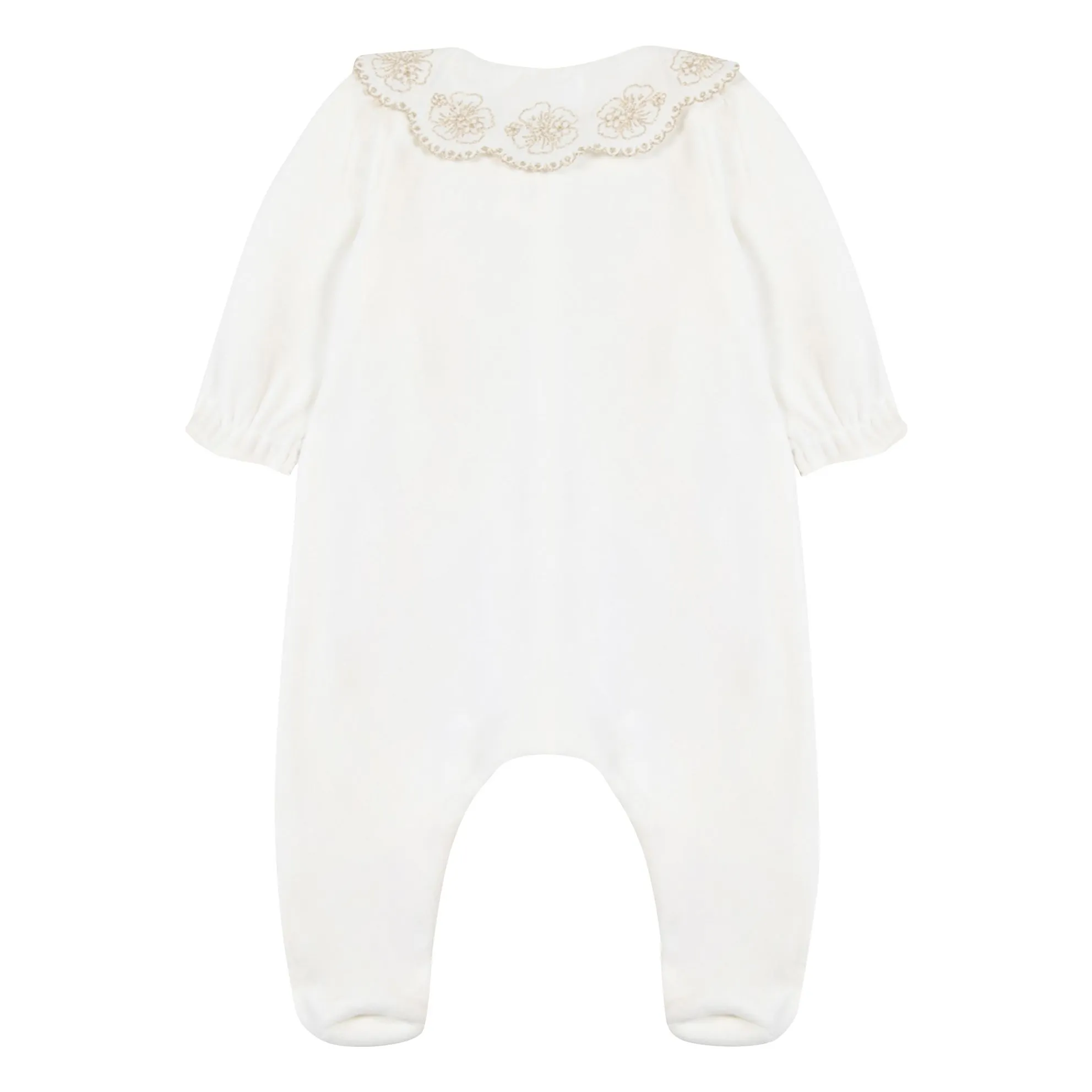Pyjama Col Claudine Brodé | Ecru- Image produit n°2