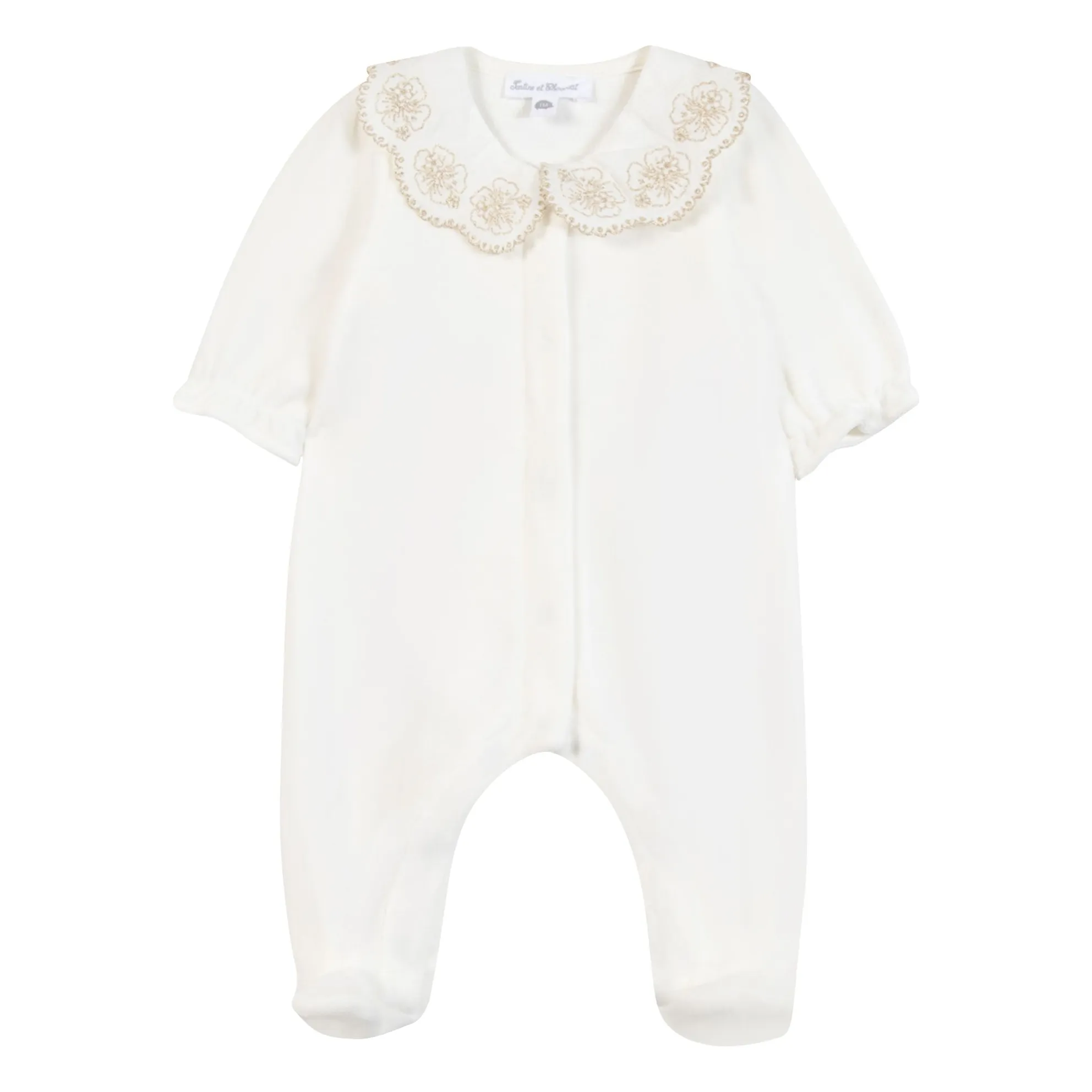 Pyjama Col Claudine Brodé | Ecru- Image produit n°0