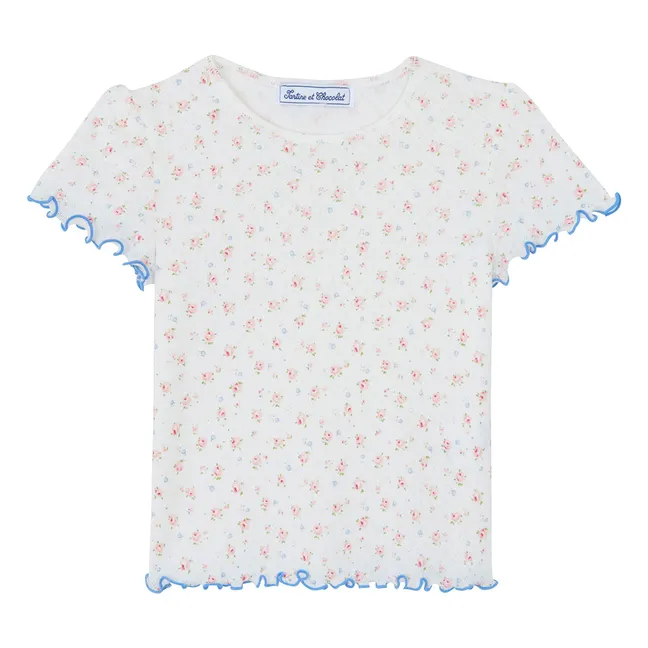 Pyjama Court Fleuri | Ecru