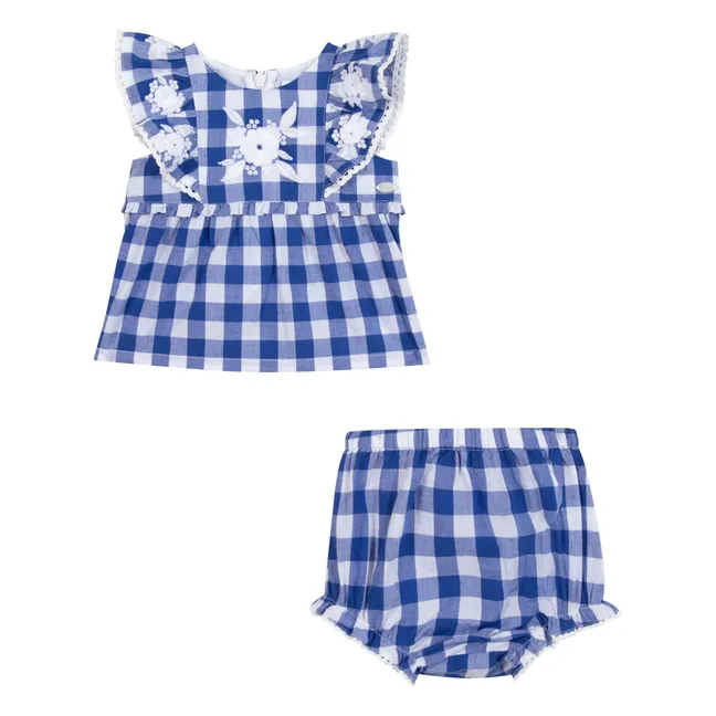 Vichy Top and Bloomer Set | Royal blue