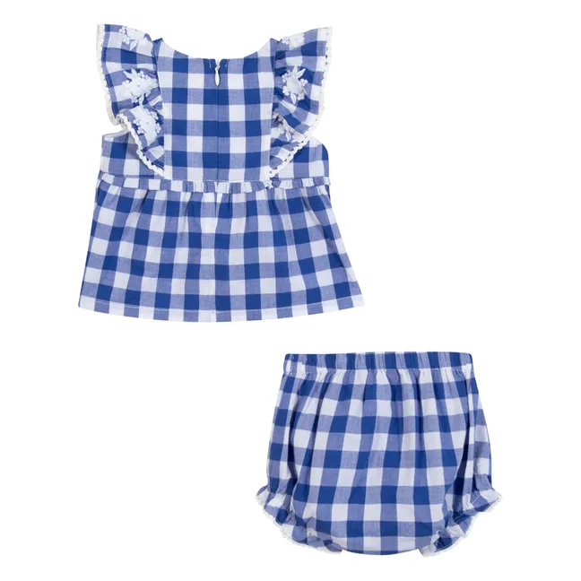 Conjunto de top y bombacho Vichy | Azul Rey