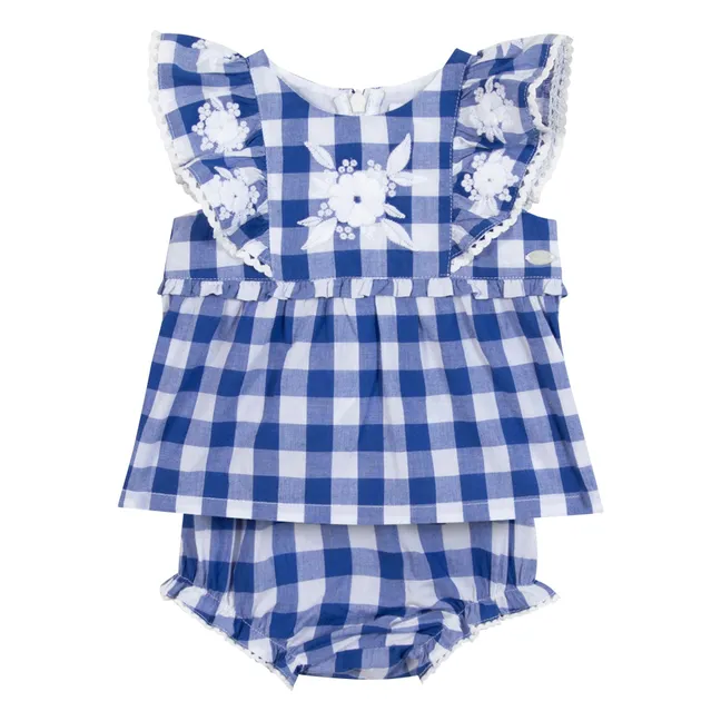 Ensemble Top et Bloomer Vichy | Bleu roi