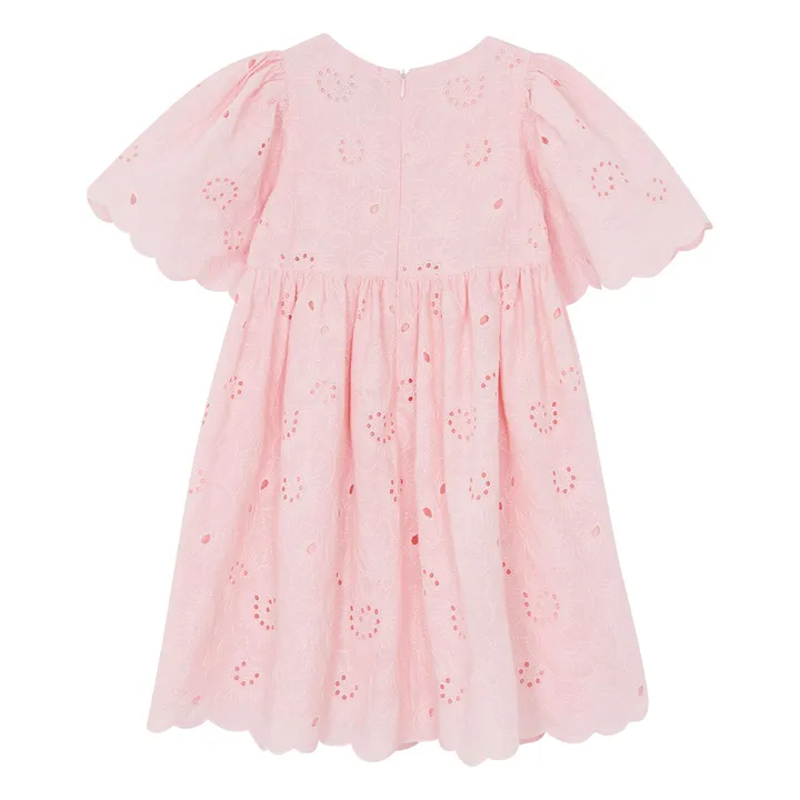 Vestido de manga abullonada bordado con flores | Rosa empolvado- Imagen del producto n°4