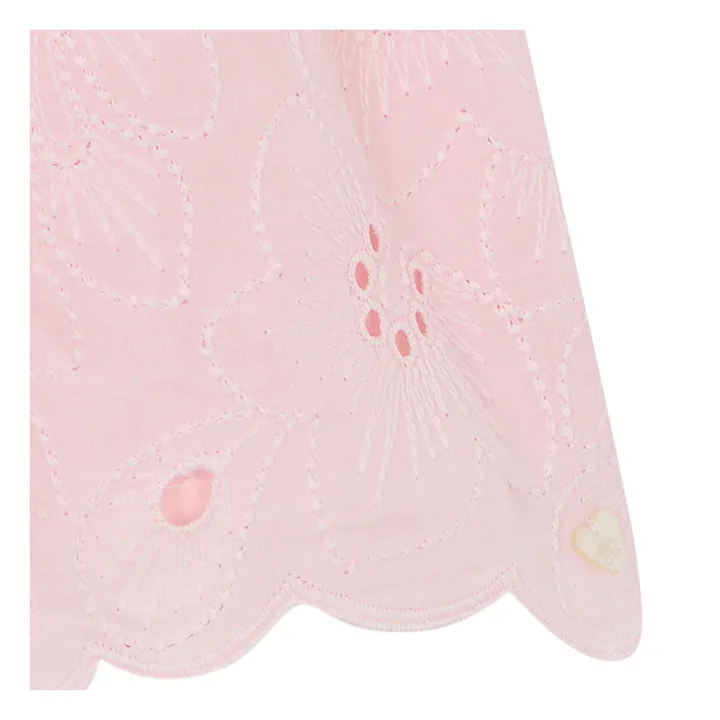 Vestido de manga abullonada bordado con flores | Rosa empolvado- Imagen del producto n°3