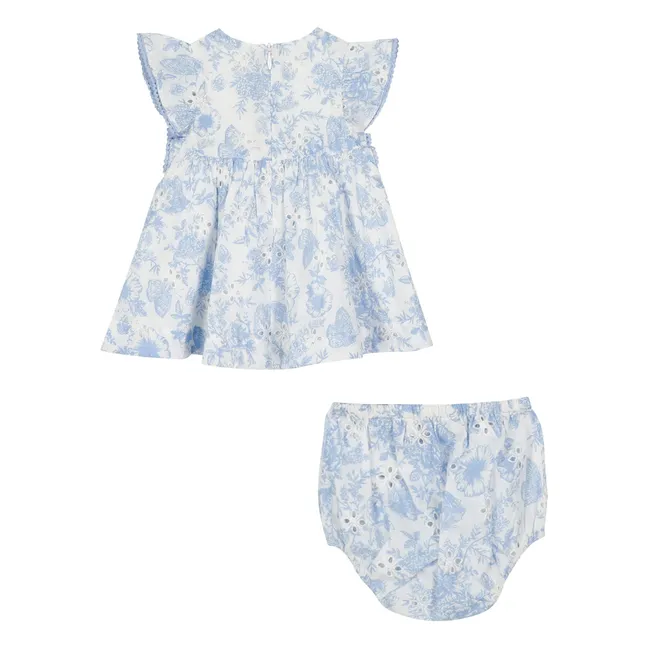 Floral romper | Azure blue