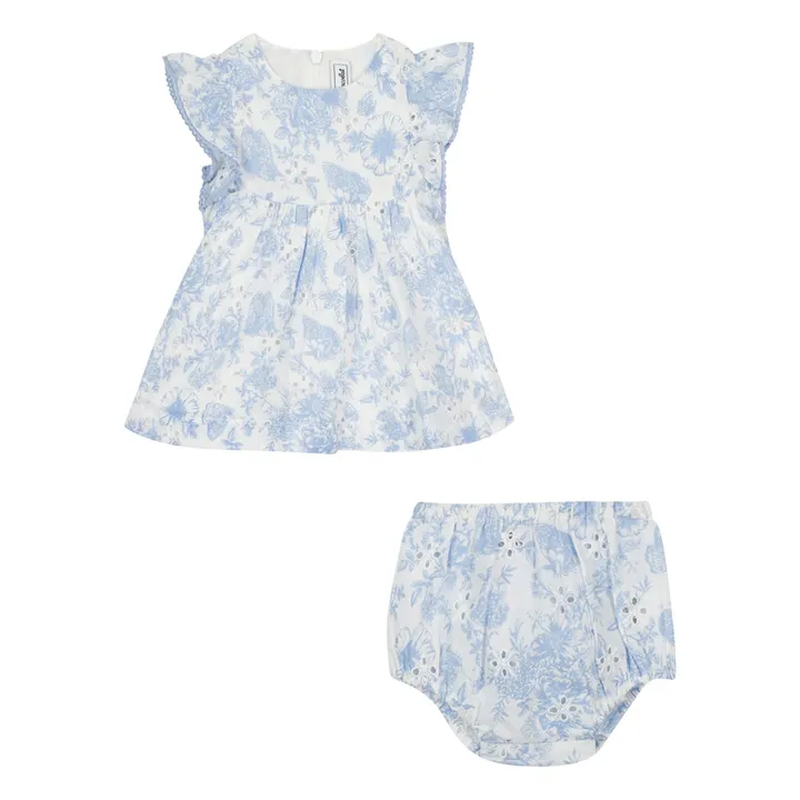 Floral romper | Azure blue- Product image n°3