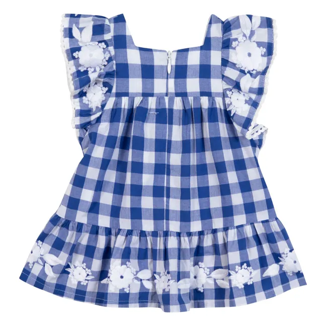 Vestido de guinga con volantes | Azul Rey