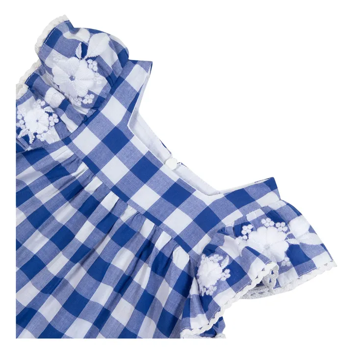 Gingham Ruffle Dress | Royal blue- Product image n°3