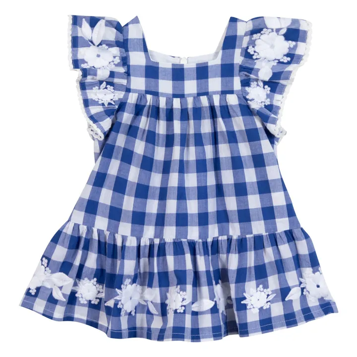 Gingham Ruffle Dress | Royal blue- Product image n°0