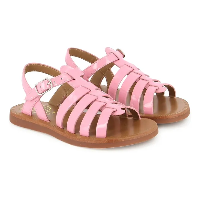 Sandalen Plagette Strap Lack | Bonbonfarben
