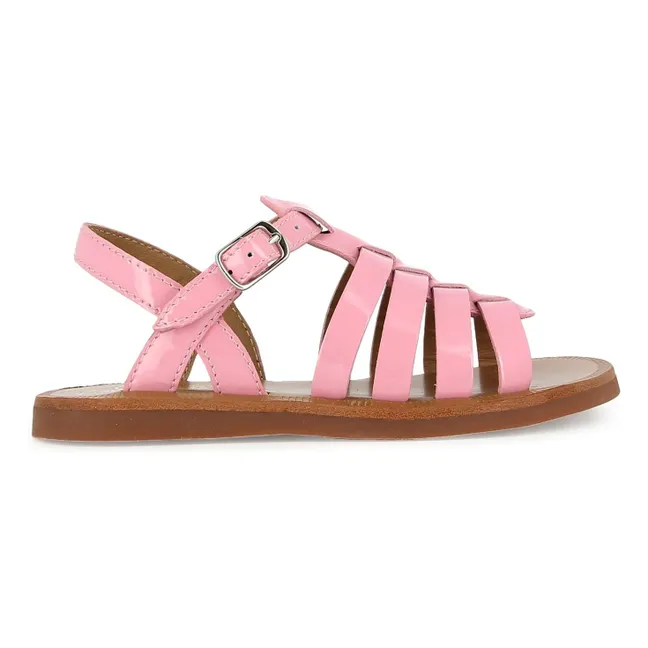 Sandales Plagette Strap Vernies | Rose bonbon