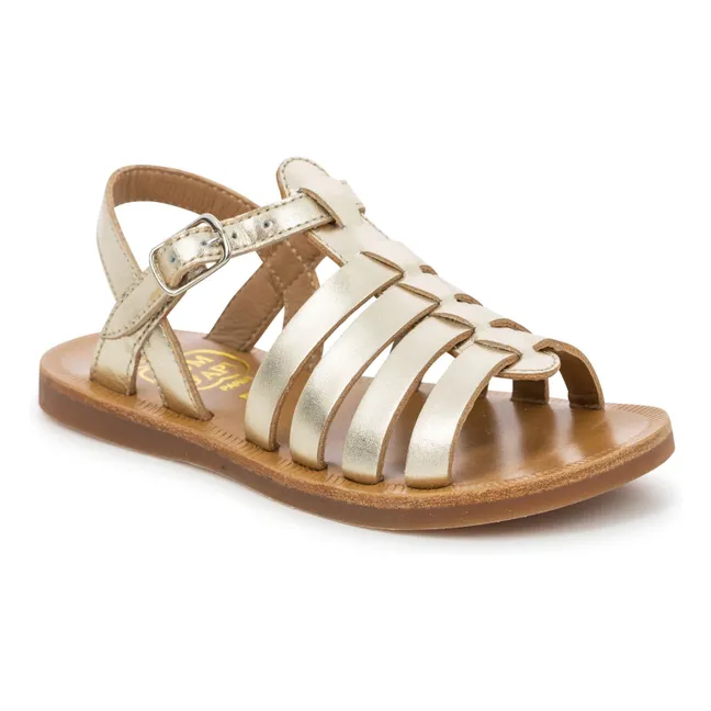 Plagette Strap Metallic Sandals | Or
