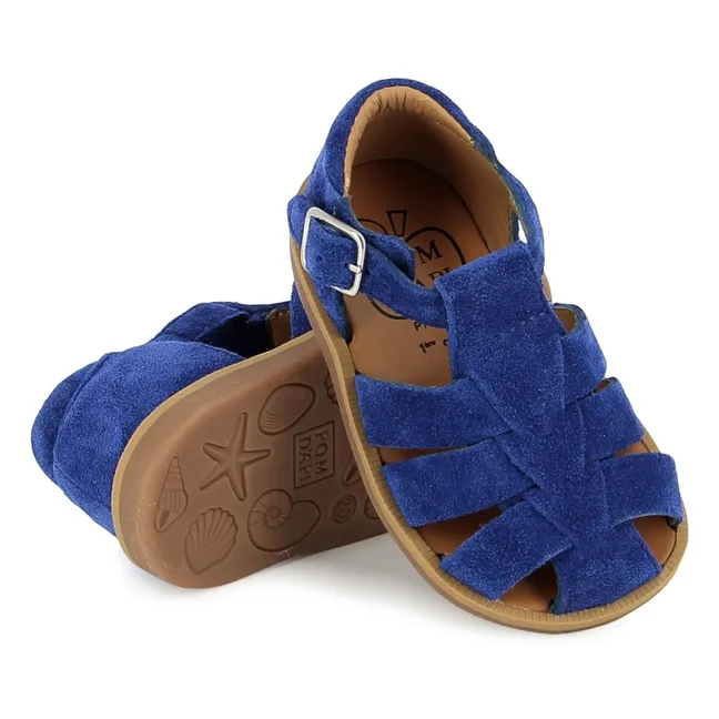 Poppy Daddy Velvet sandals | Electric blue