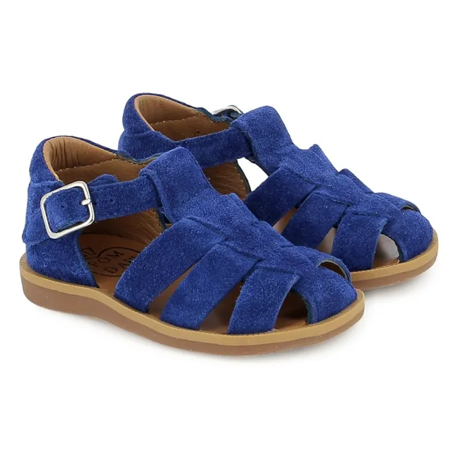 Sandales Poppy Daddy Velours | Bleu électrique