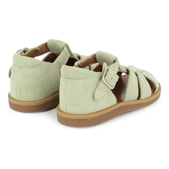 Sandales Poppy Daddy Velours | Vert amande