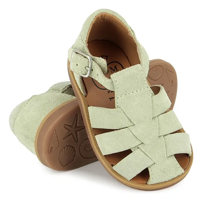 Sandalias Poppy Daddy Velvet | Verde Almendra