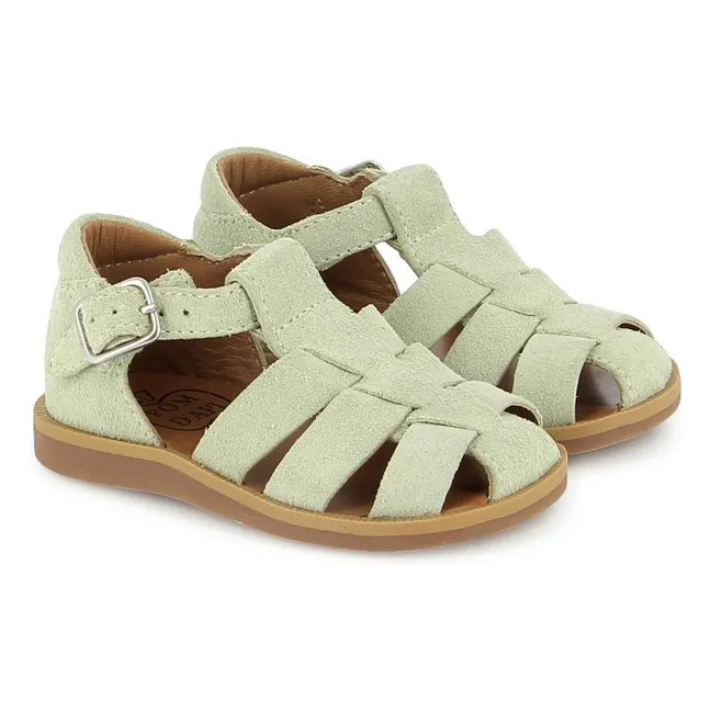 Poppy Daddy Velvet sandals | Almond green