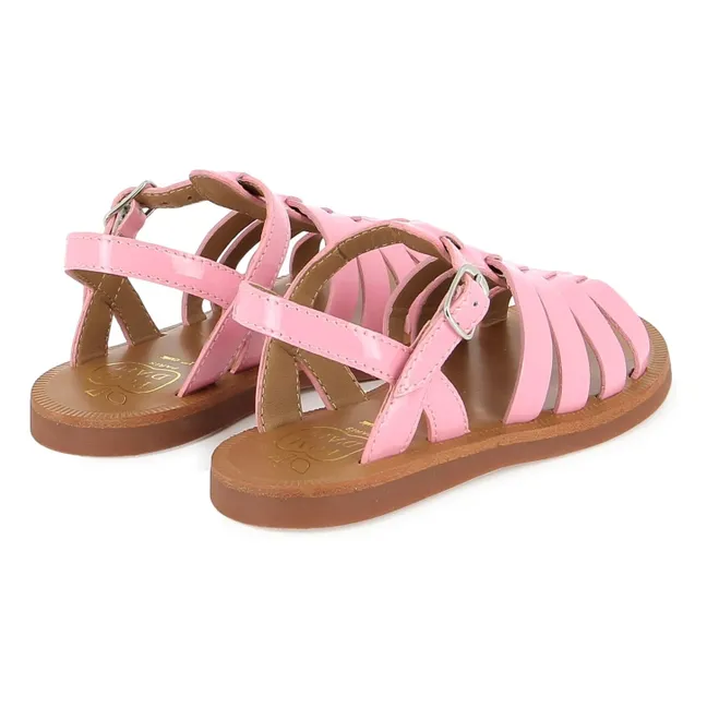 Plagette Strap Patent Sandals | Candy pink