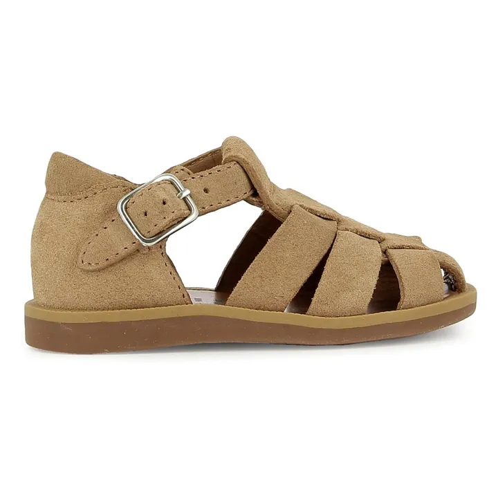 Poppy Daddy Velvet sandals | Beige- Product image n°0