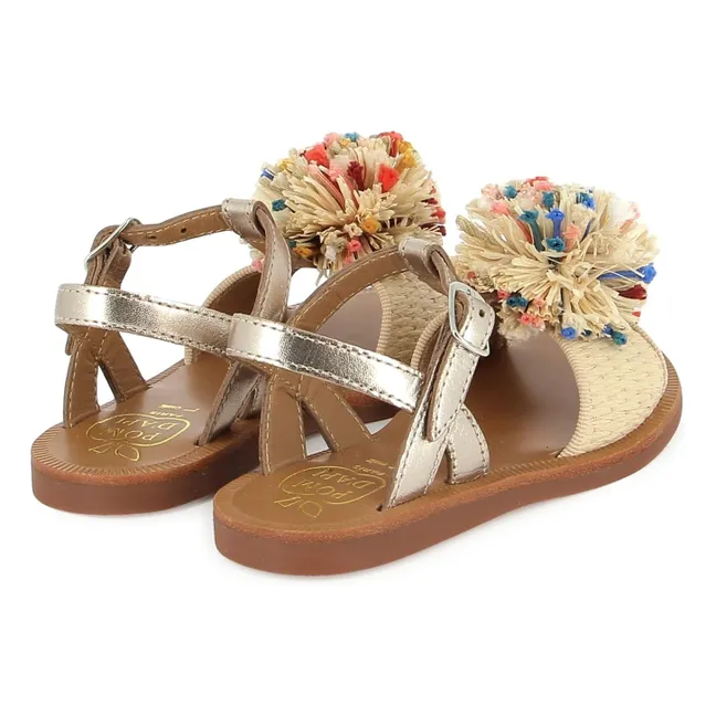 Sandalias con pompones | Crema