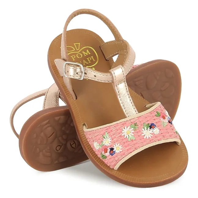 Sandalias Plagette Raphia Brod | Rosa