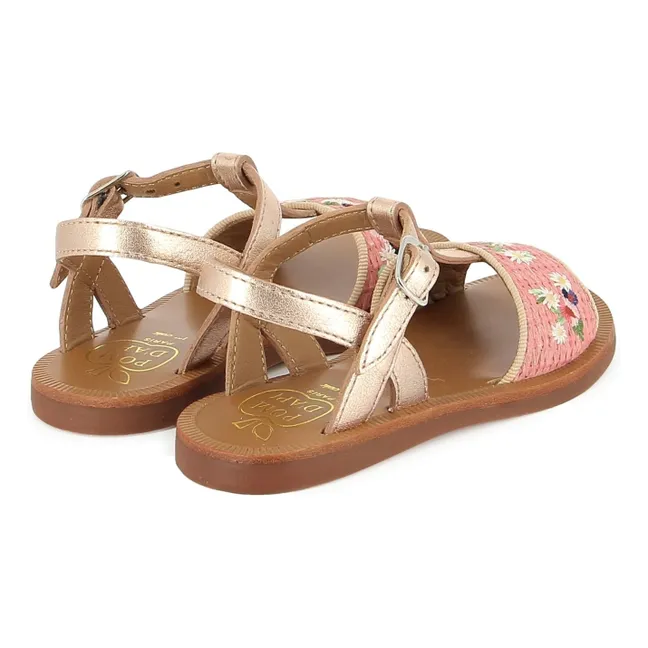 Sandali Plagette Raphia Brod | Rosa