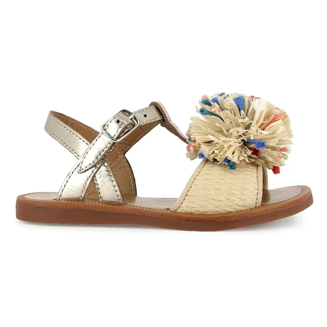 Sandalias con pompones | Crema