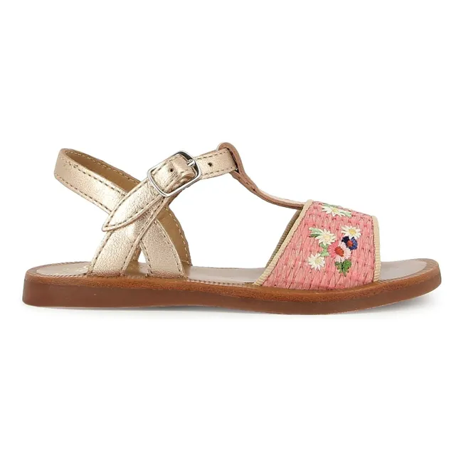 Sandali Plagette Raphia Brod | Rosa