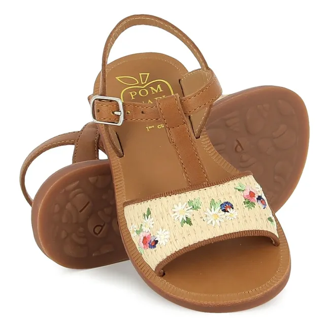 Sandals Plagette Raphia Brod | Cream