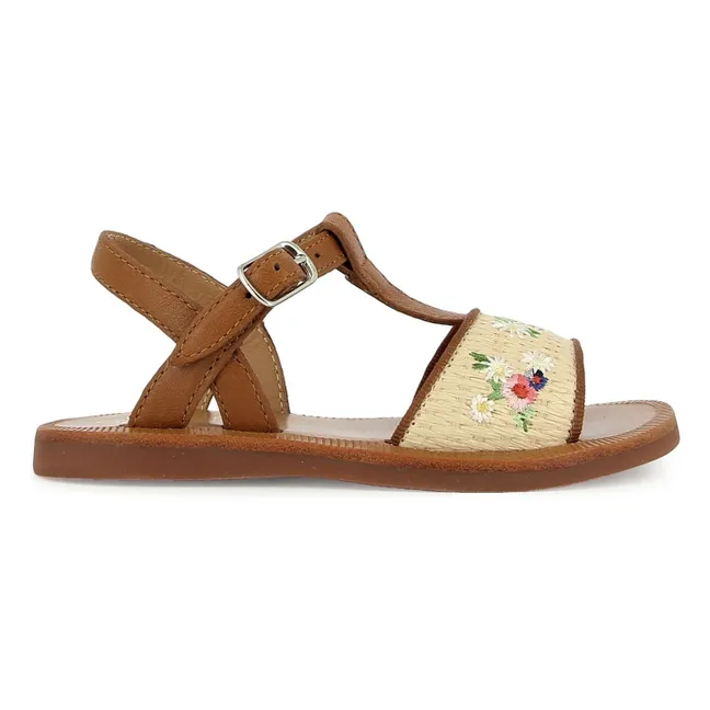 Sandali Plagette Raphia Brod | Crema