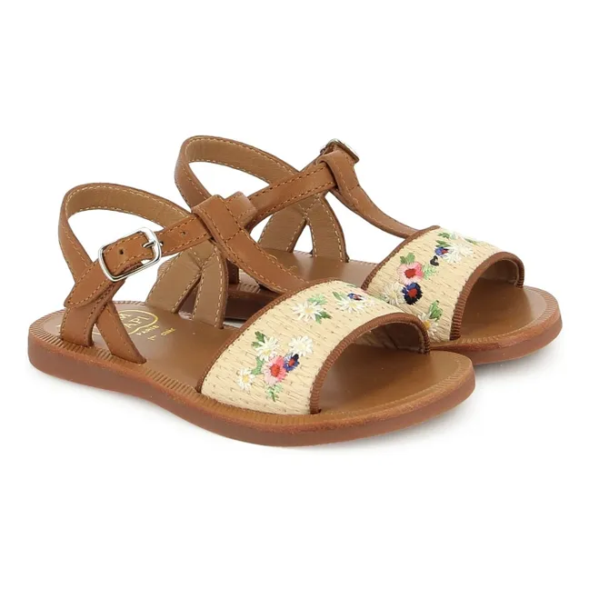 Sandalias Plagette Raphia Brod | Crema