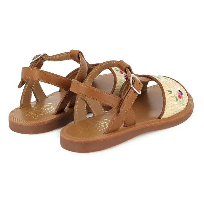 Sandalen Plagette Raphia Brod | Cremefarben