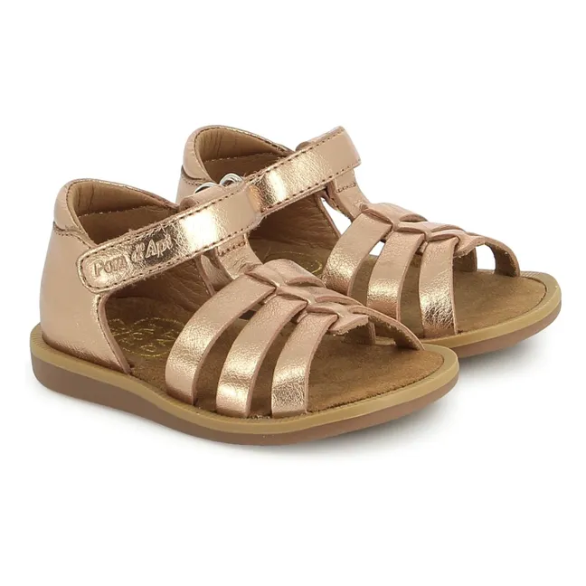 Air Pur Strap Metallic Sandals | Copper red