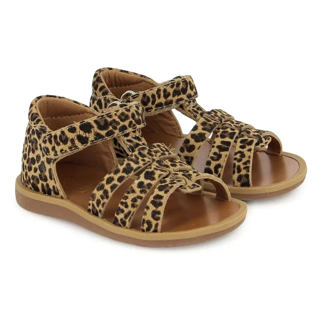 Sandalias Poppy Strap Leopardo | Marrón