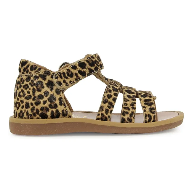 Sandalias Poppy Strap Leopardo | Marrón