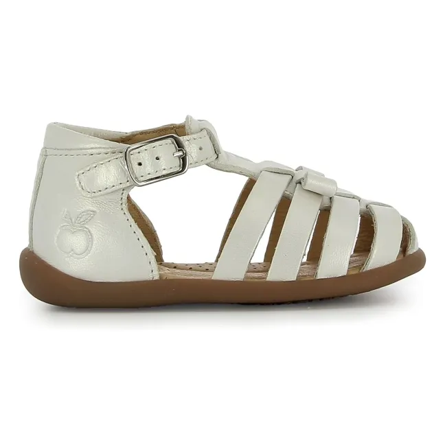 Stand Up Knot Metallic Sandals  | White
