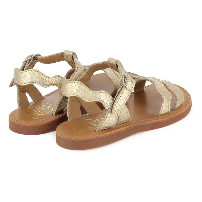 Sandales Plagette Frizz Pailletées | Doré