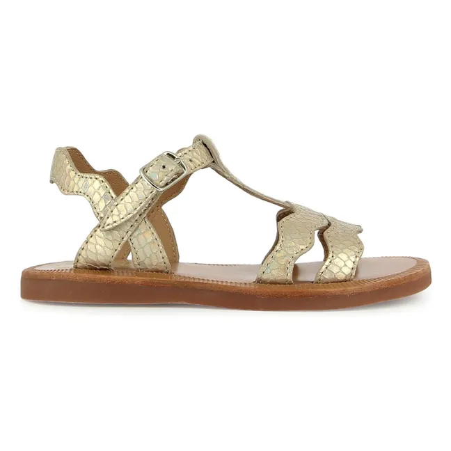Sandalias Plagette Frizz Glitter | Dorado