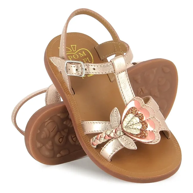 Sandalias Plagette Alto Metallic | Cobre